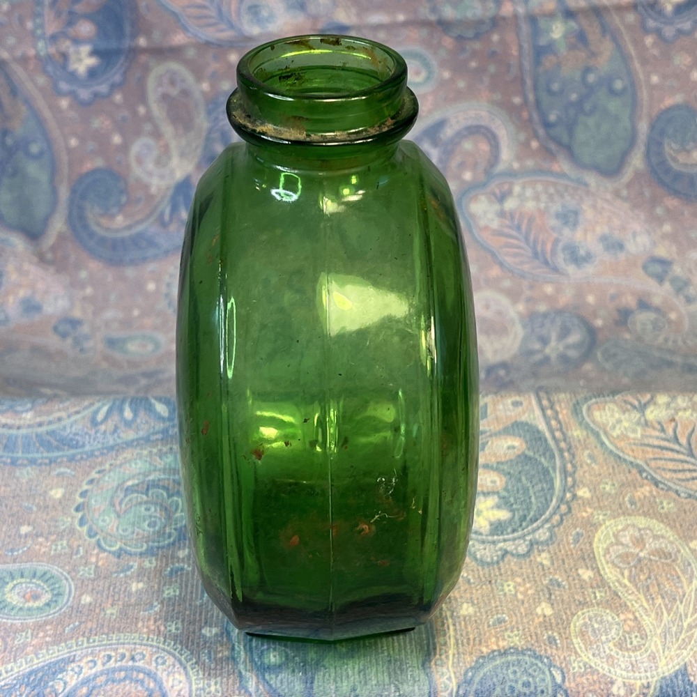 Vintage Sunsweet Prune Juice 1930's 40's Canteen Style Green Glass Bottle Jar - Picture 3 of 7
